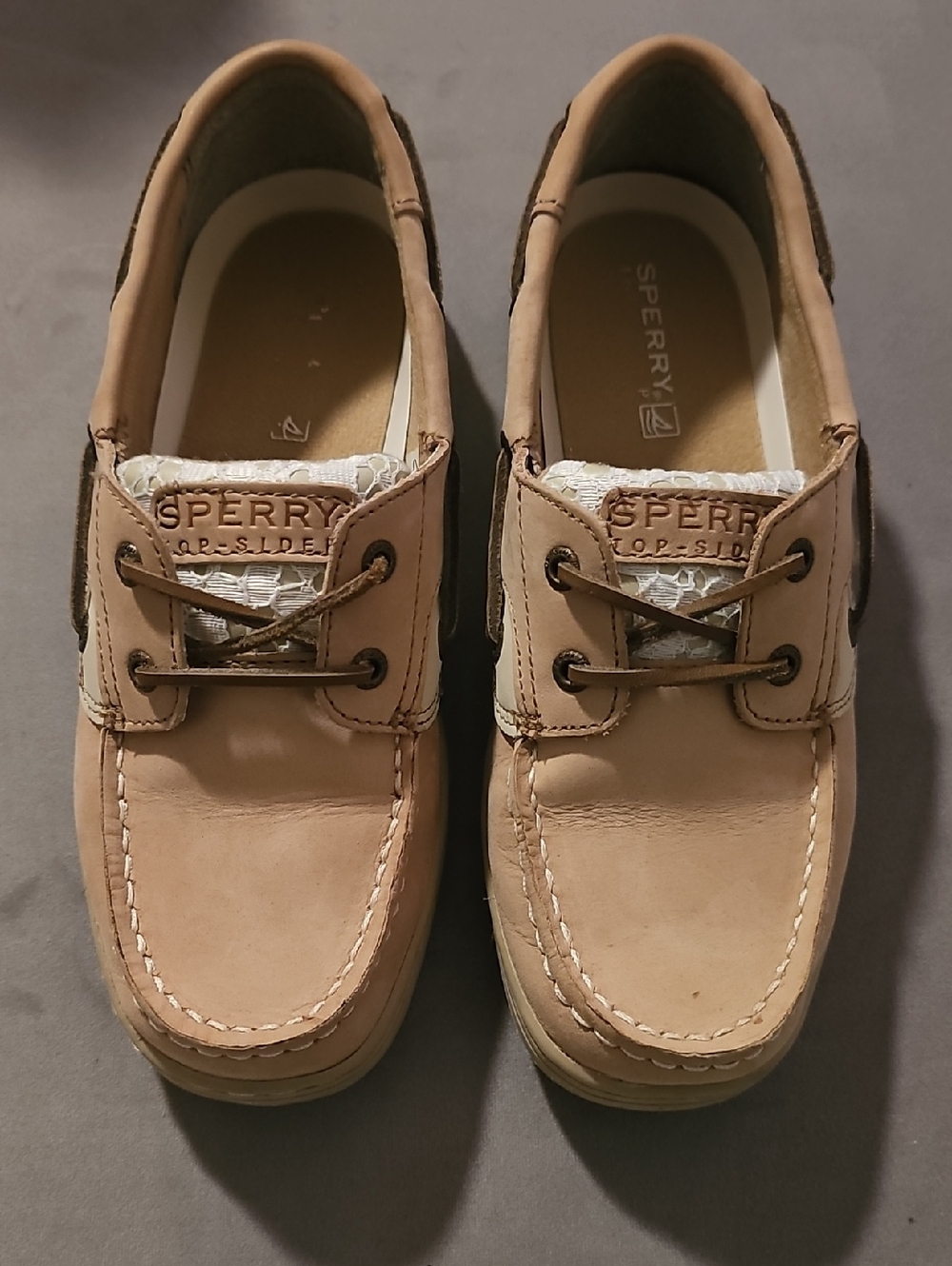 Sperry Light Tan Leather Lace-Up Boat Shoes